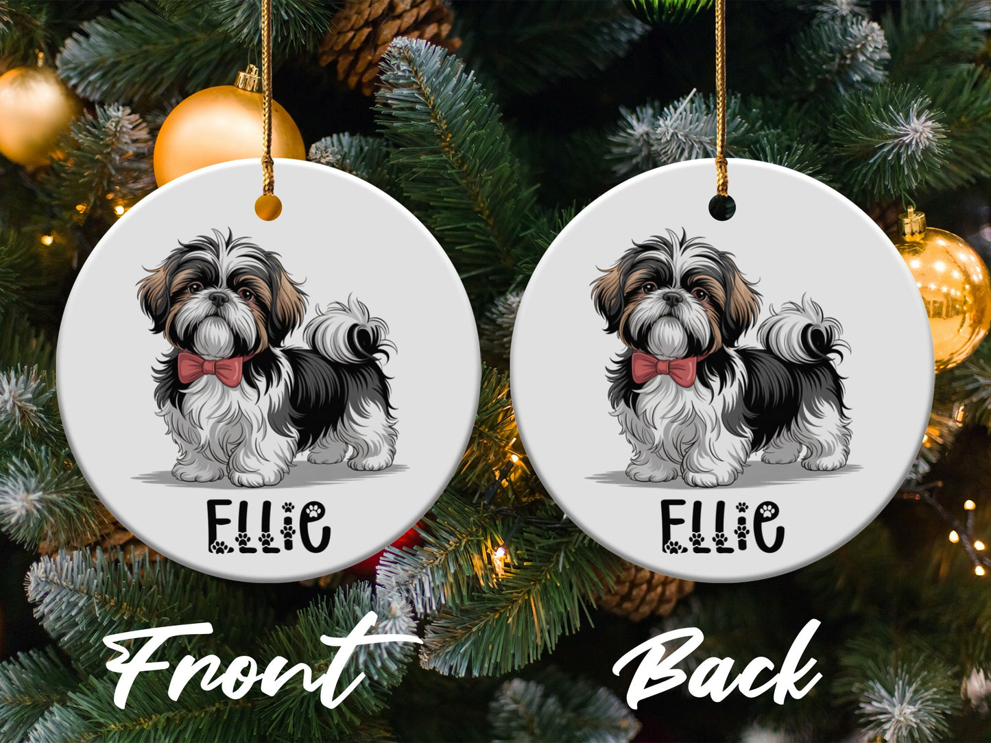 Custom Dog Illustration Christmas Ornament product type