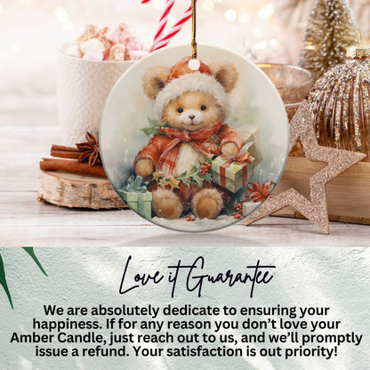 Cute Festive Bear with Gift Christmas Ornament product type
