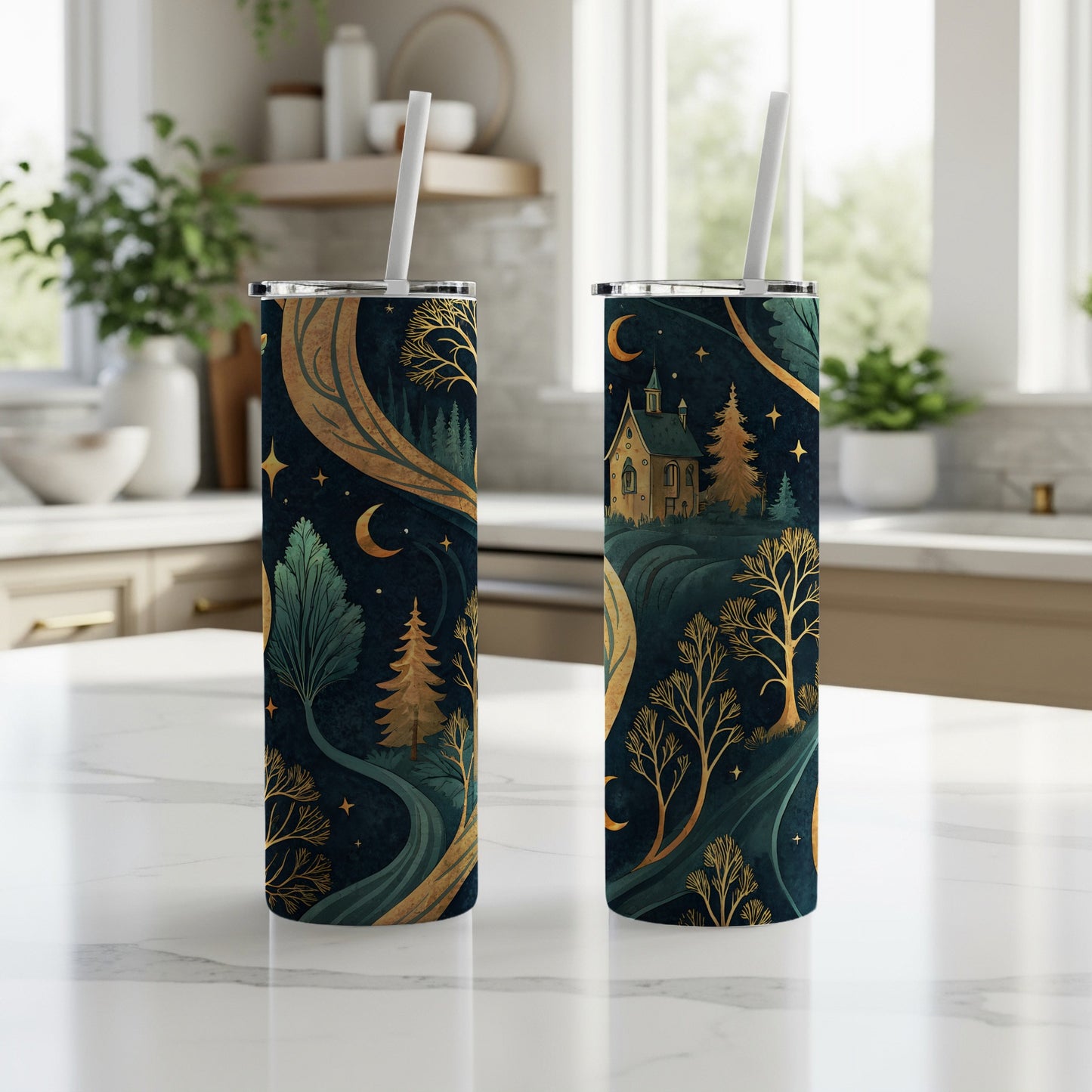 Enchanting Forest and Moonlit House Tumbler Product