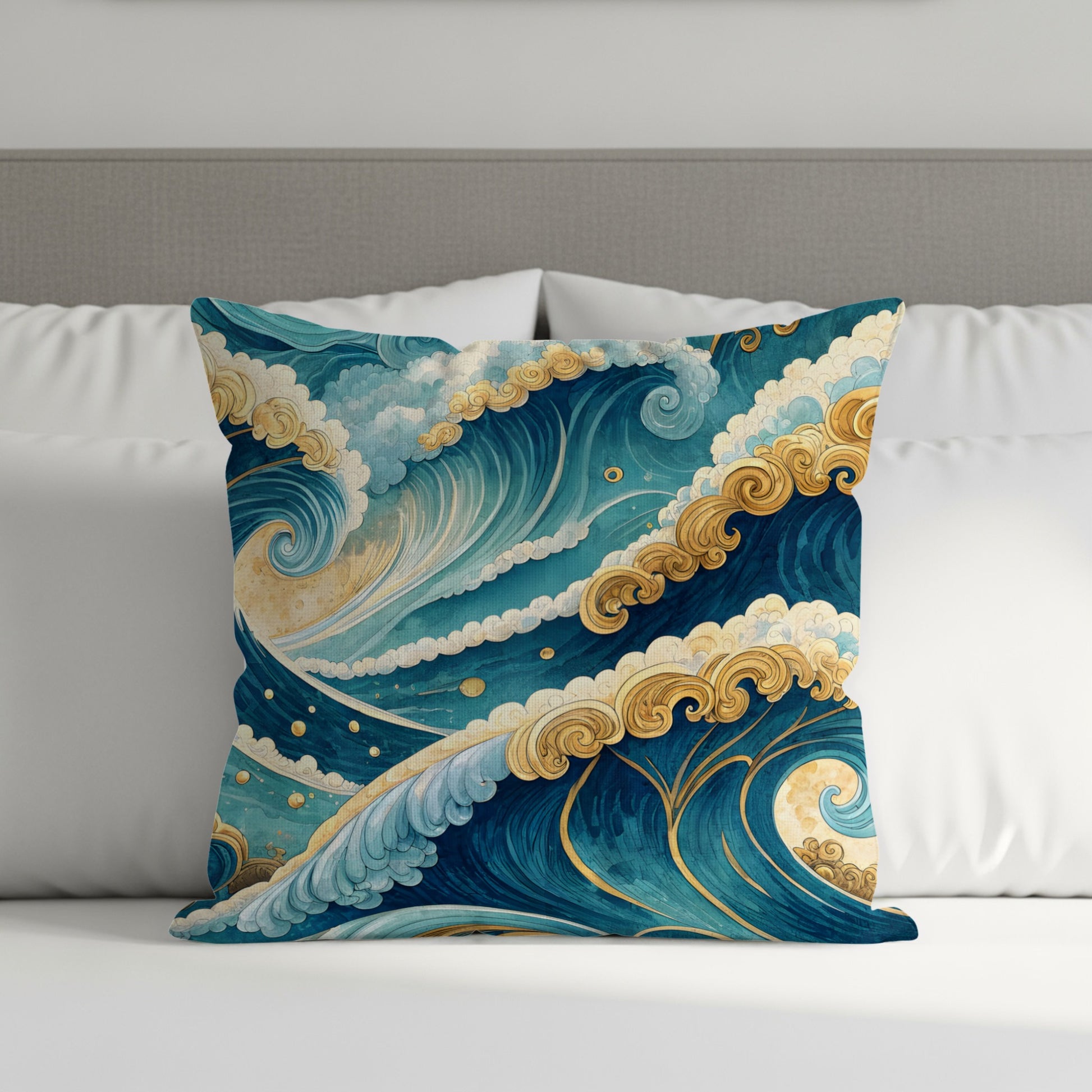 Abstract Ocean Waves Decorative Throw Pillow Product