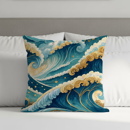 Abstract Ocean Waves Decorative Throw Pillow Product