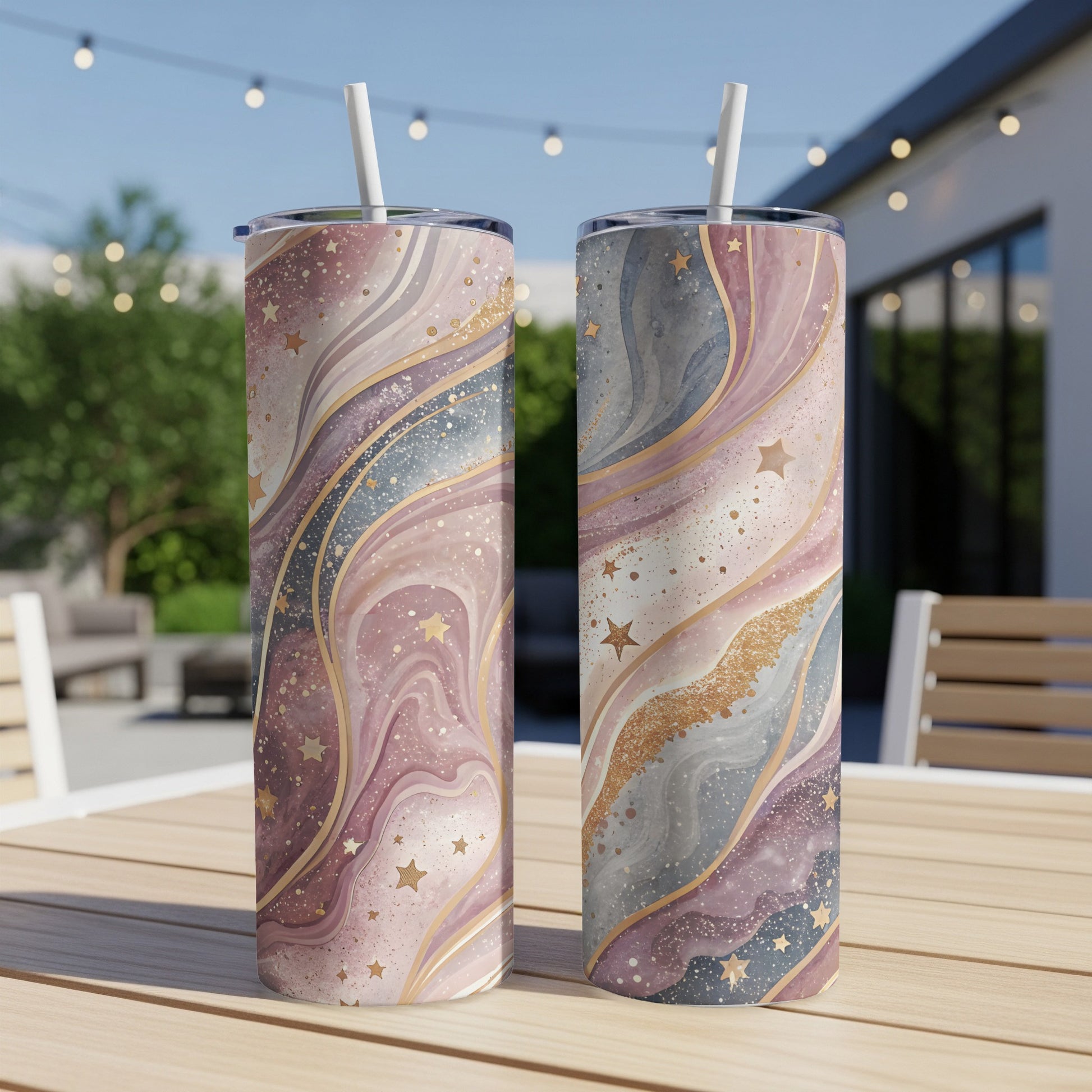 Celestial Swirl Starry Design Tall Tumbler Cups