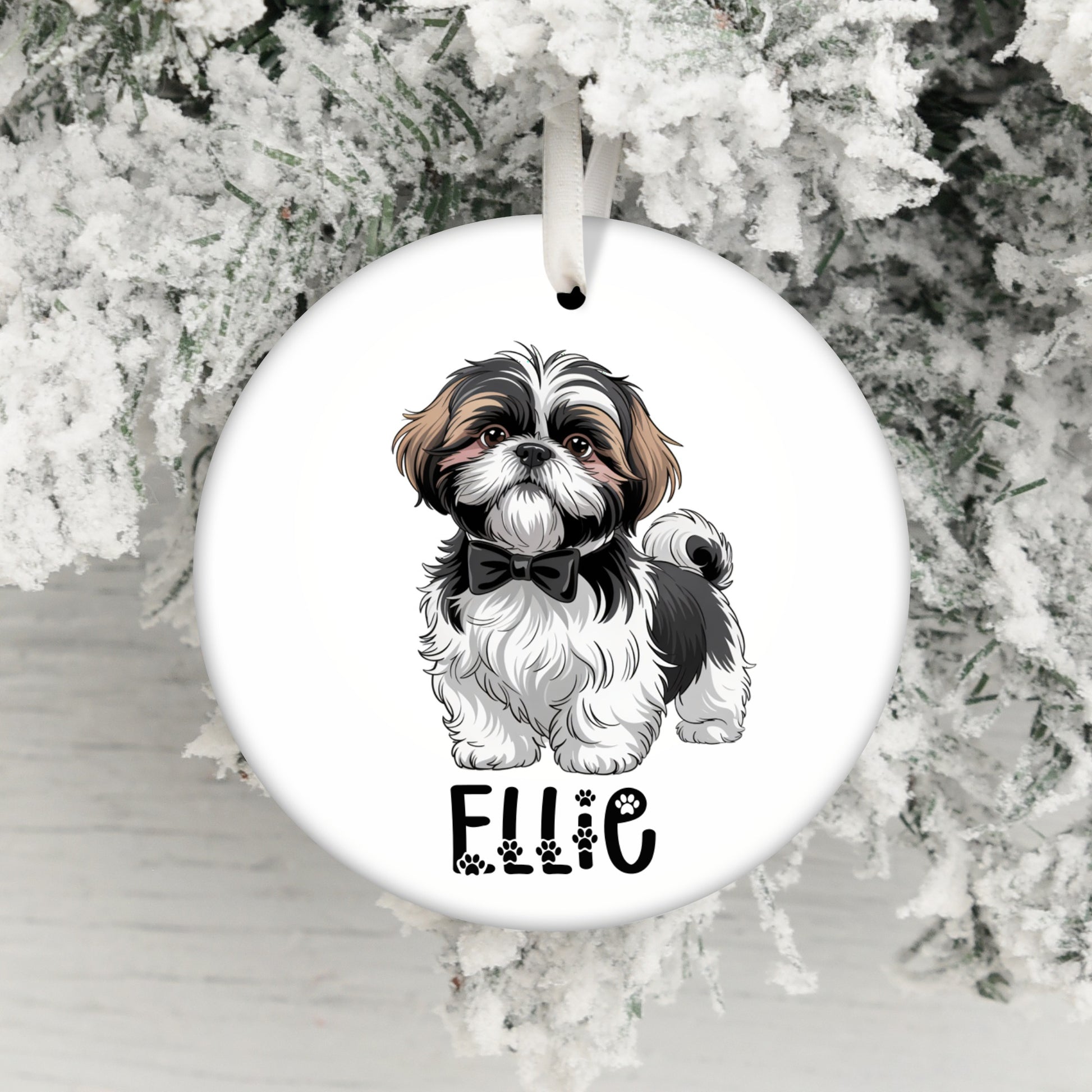 Personalized Pet Dog Bowtie Illustration Ornament product type