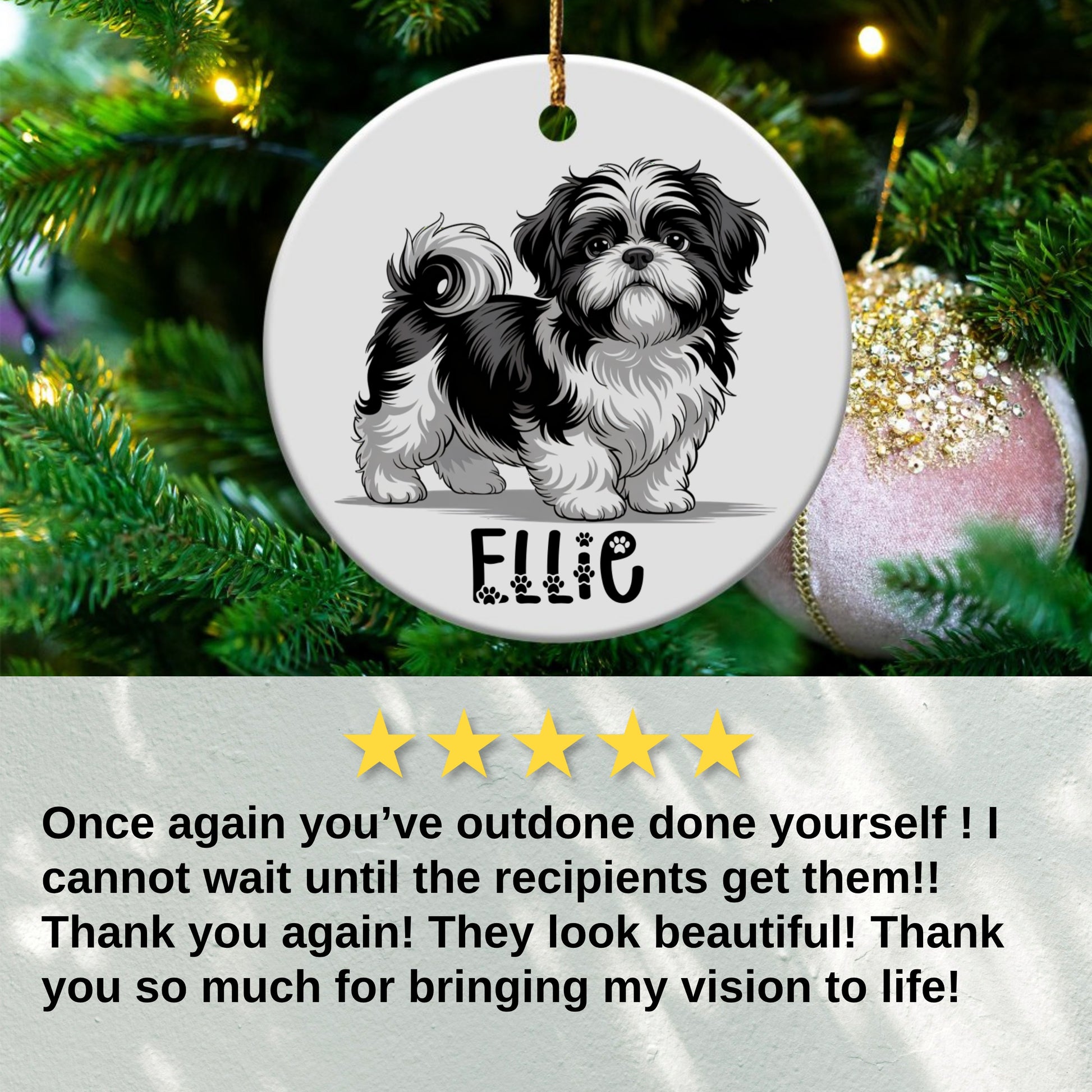 Personalized Dog Illustration Christmas Ornament product
