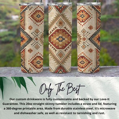 Customizable Geometric Pattern Tumbler with Straw and Lid