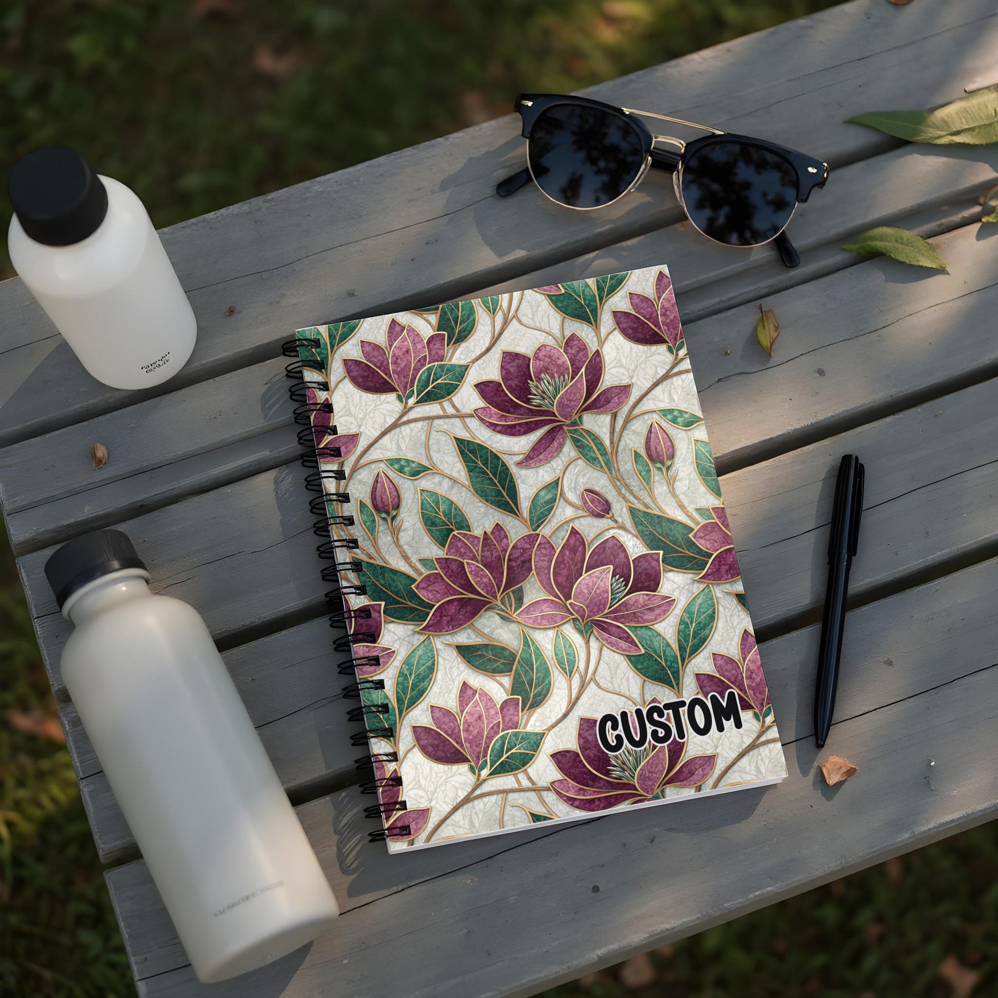 Custom Floral Design Notebook with Spiral Binding