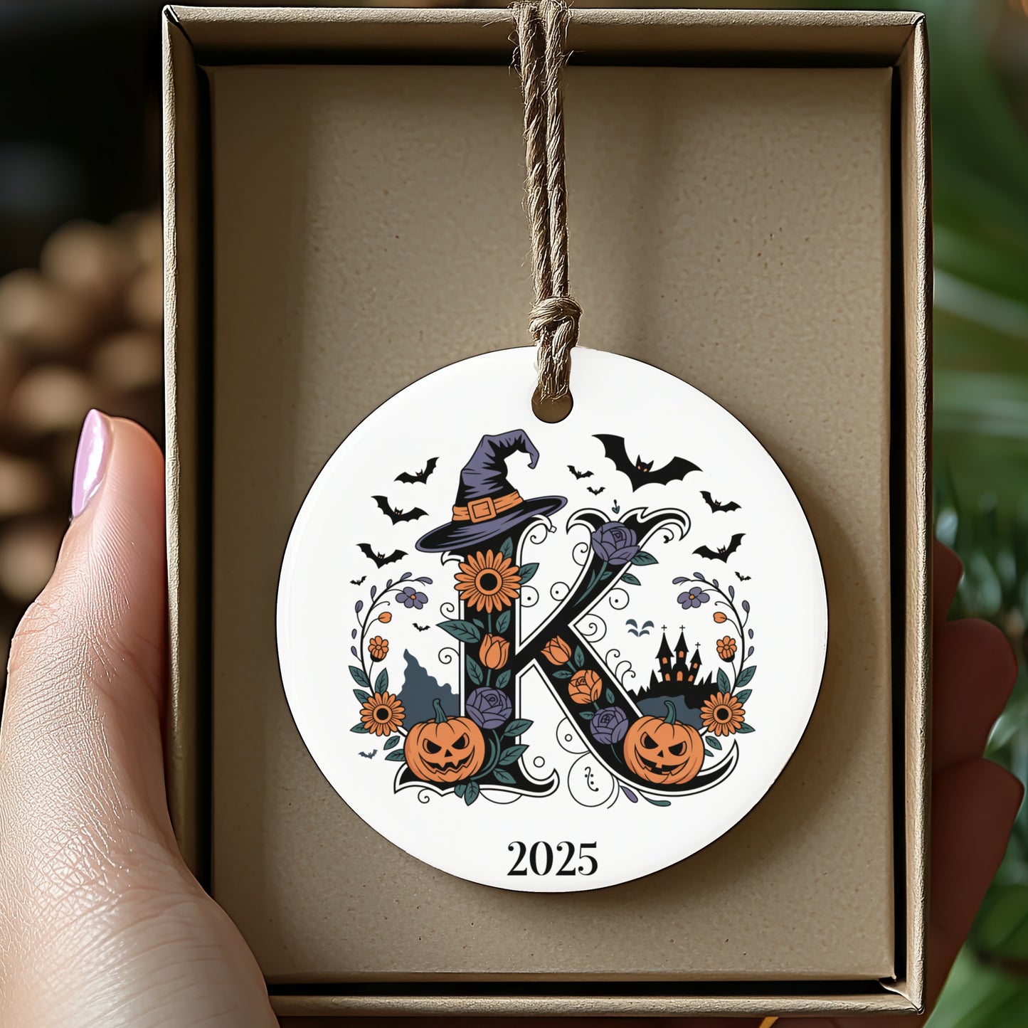 Personalized Halloween Ornament with Letter K product