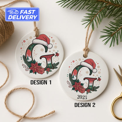 Personalized Santa Hat Initial Christmas Ornament product type