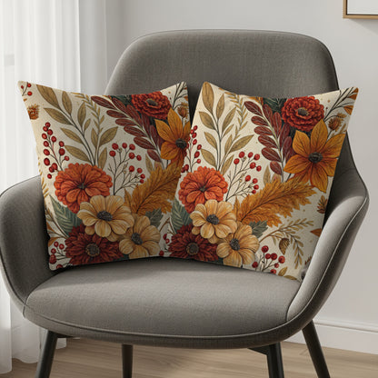 Autumn Floral Decorative Throw Pillows for Home Decor