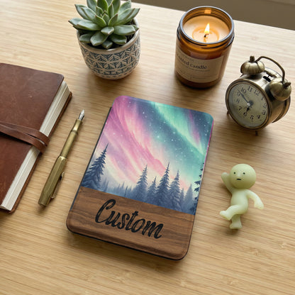 Custom Aurora Borealis Inspired Forest Scene Notebook