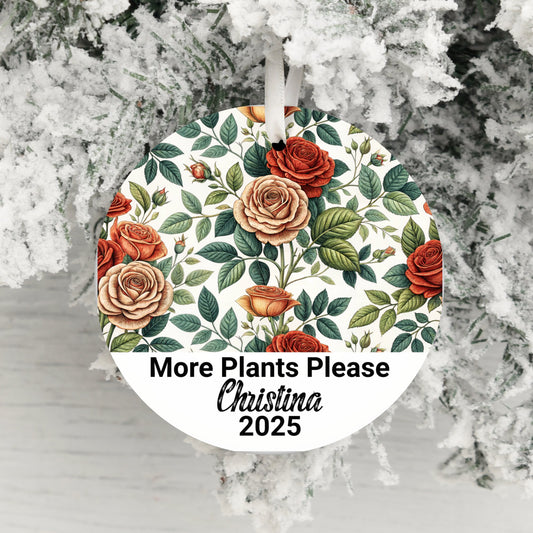 Personalized Christmas More Plants Please Ornament product