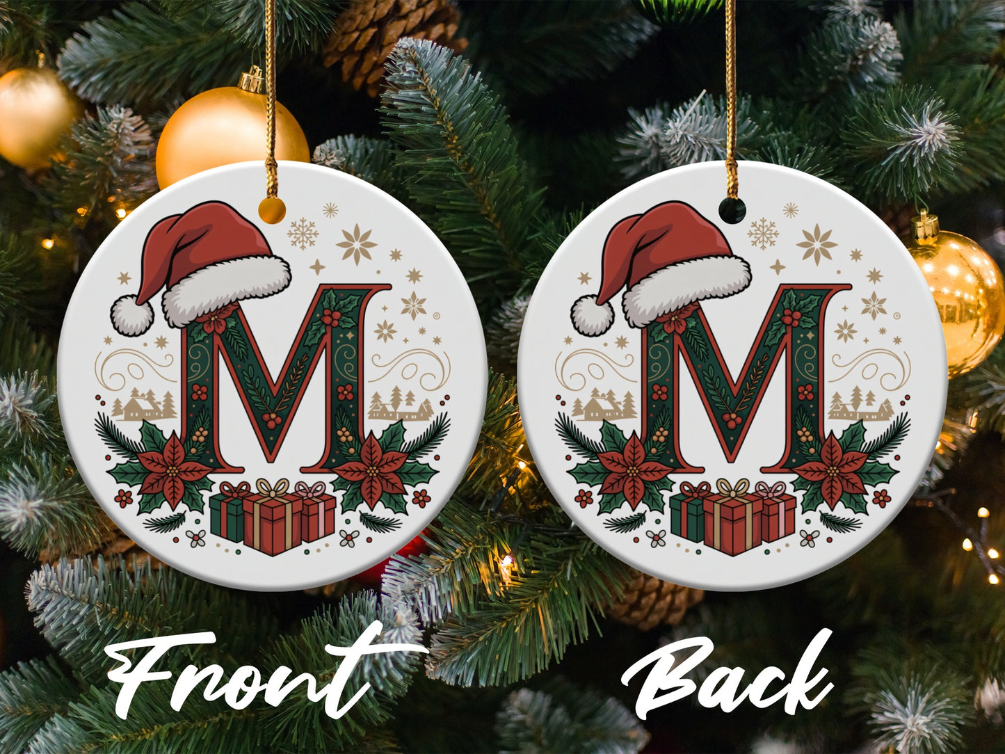 Christmas Ornament with Santa Hat and Gift Design product type