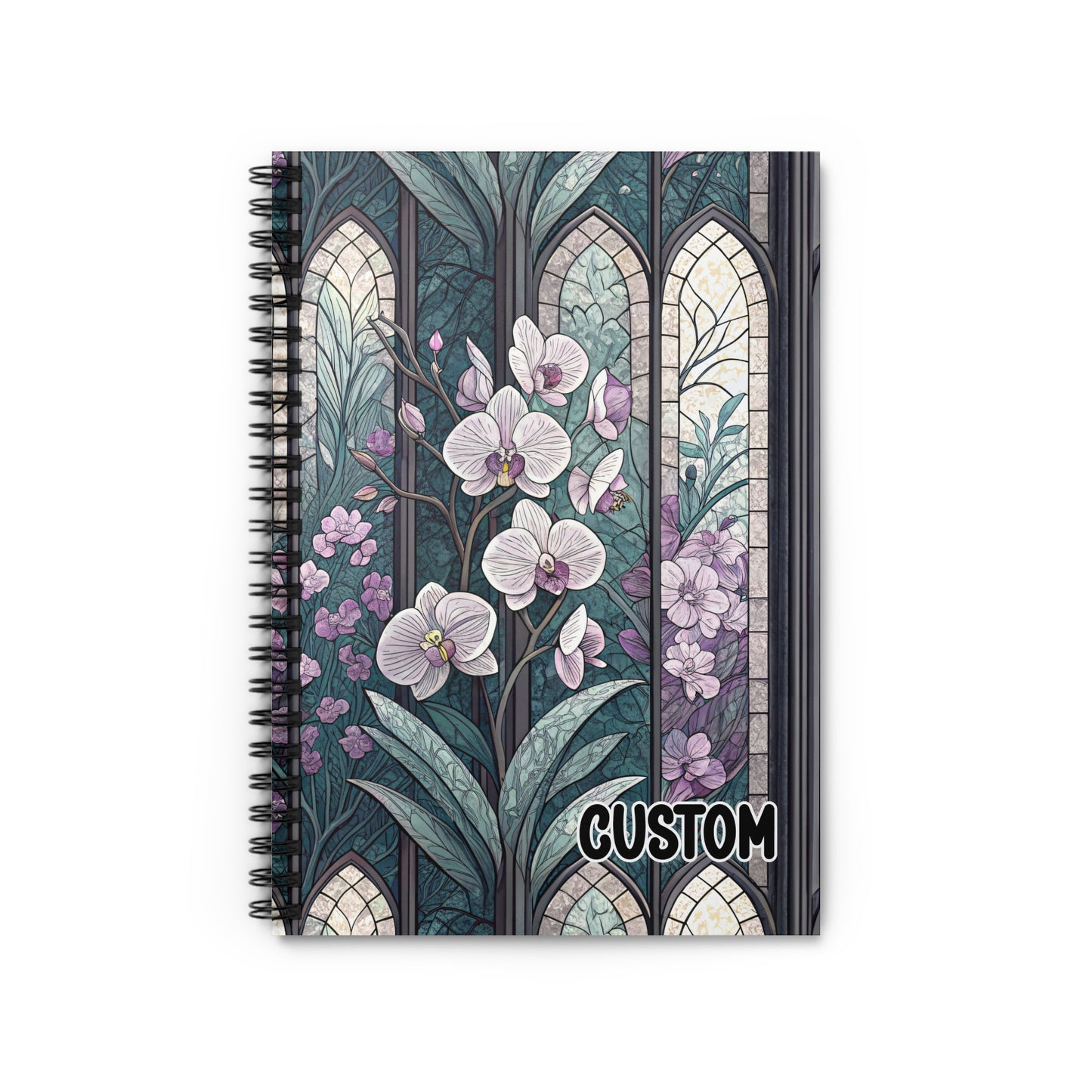 Custom Floral Design Stained Glass Style Notebook