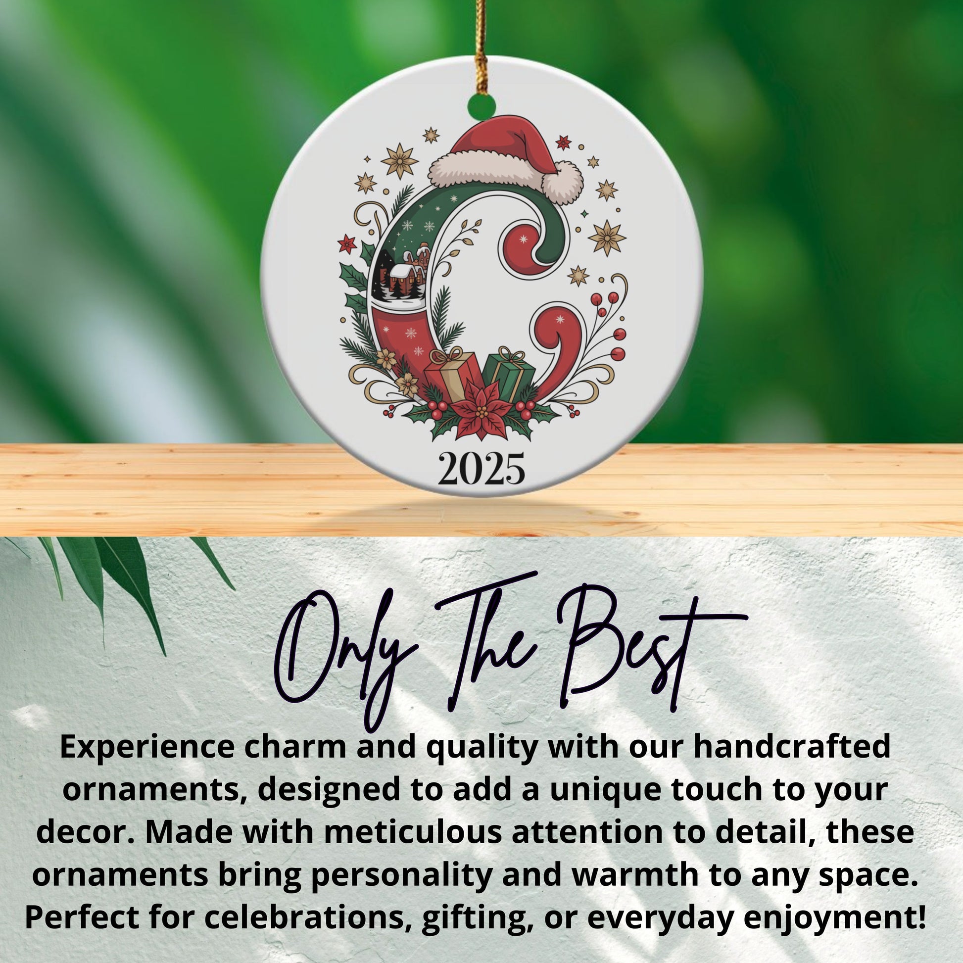 Santa Hat Christmas Ornament with Year 2025 product type