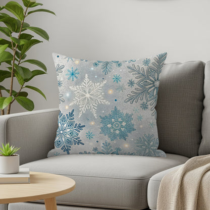 Sparkling Snowflakes Pattern in Winter Wonderland Throw Pillows - Walk Greener
