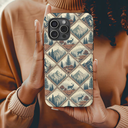 Rustic Mountain Forest Deer Pattern With Custom Name Custom Phone Case - Walk Greener