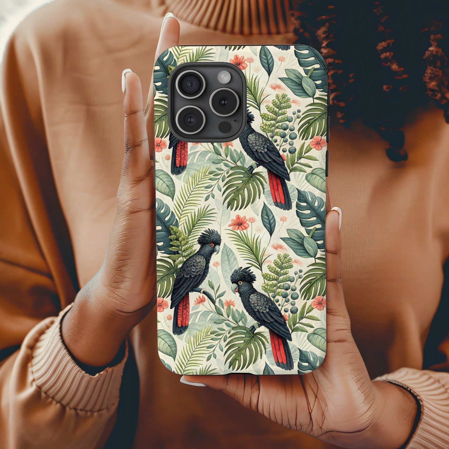 Parrot and Tropical Leaves Pattern Phone Case