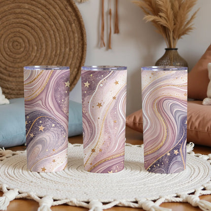 Elegant Starry Swirl Pattern Insulated Tumbler Set