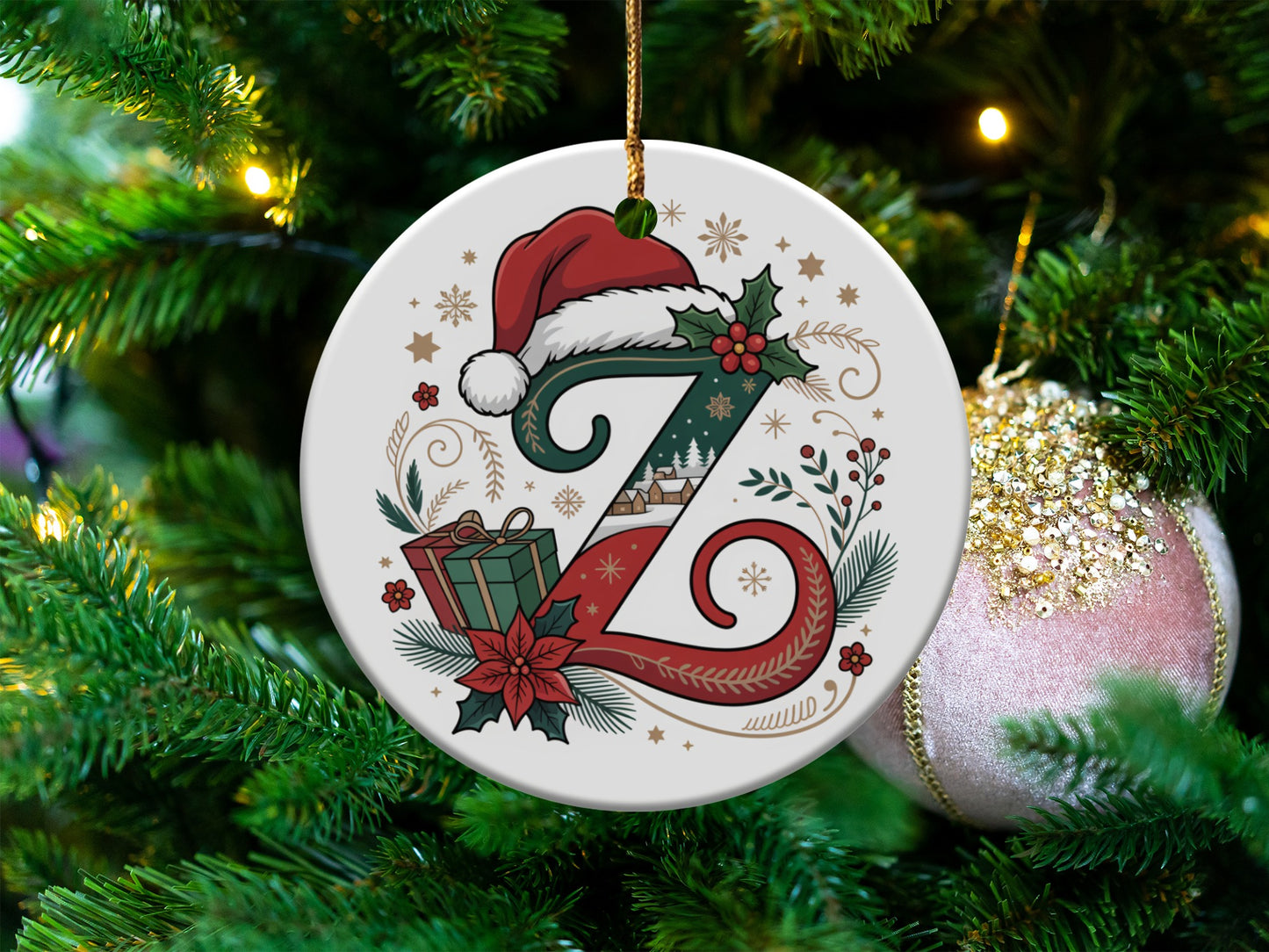 Festive Christmas Ornament with Letter Z product type