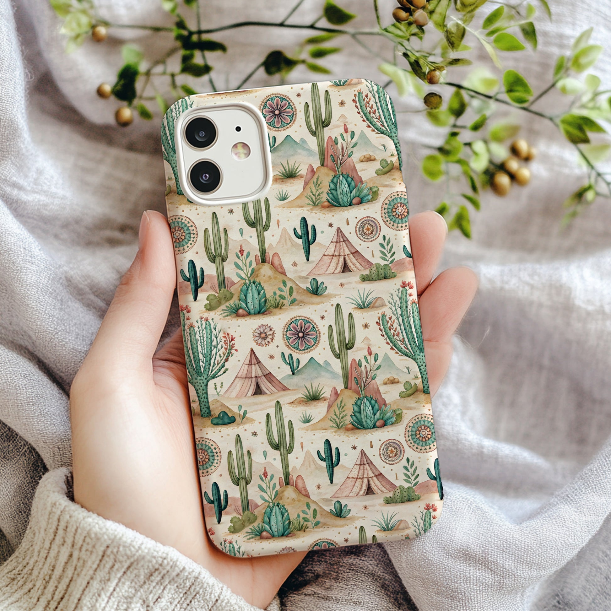 Beautiful Desert Landscape Cactus Pattern Phone Case