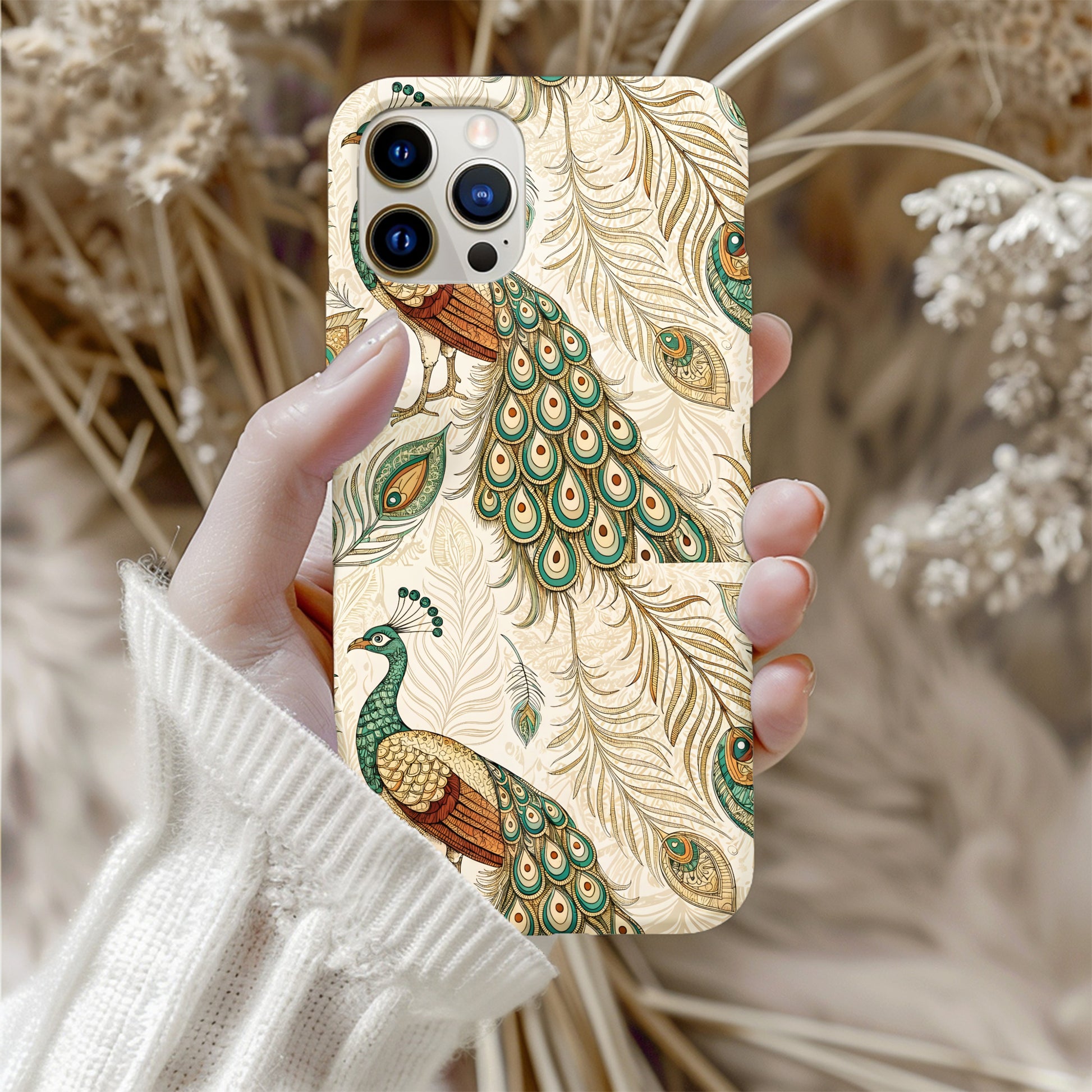 Elegant Peacock Design Protective Phone Case