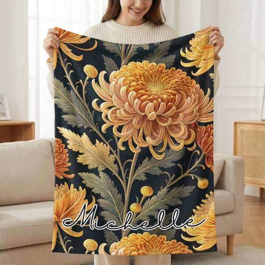 Custom Name with Floral Print Personalized Blanket - Walk Greener