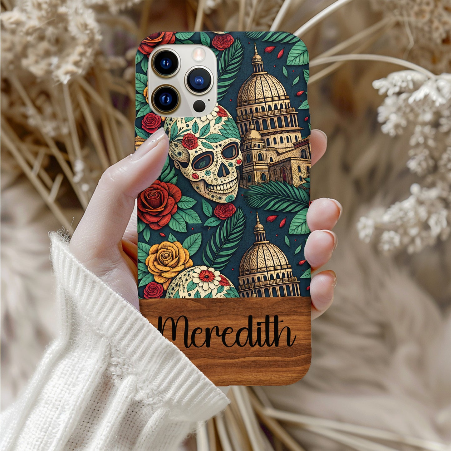 Skull and Cathedral Personalized Phone Case