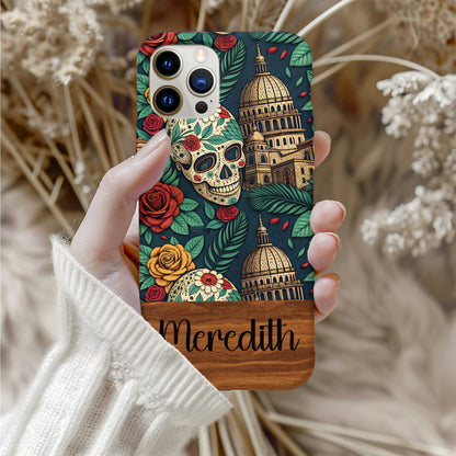 Skull and Cathedral Personalized Phone Case