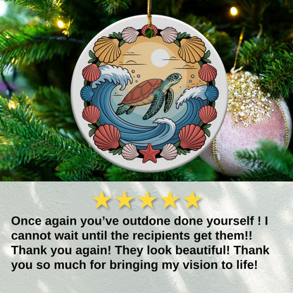 Turtle and Shells Ocean Scene Holiday Ornament product