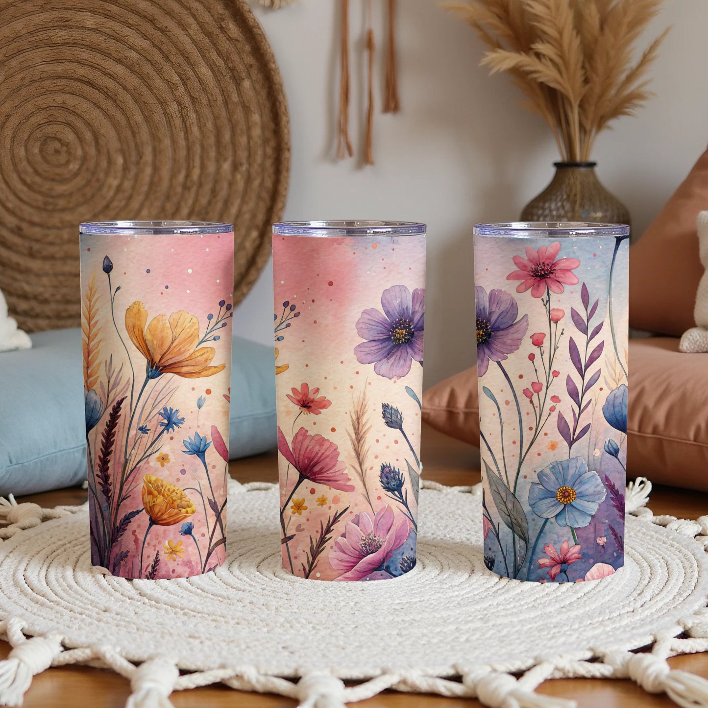 Artistic Floral Design a Perfect Touch for your 20 oz Skinny - Walk Greener