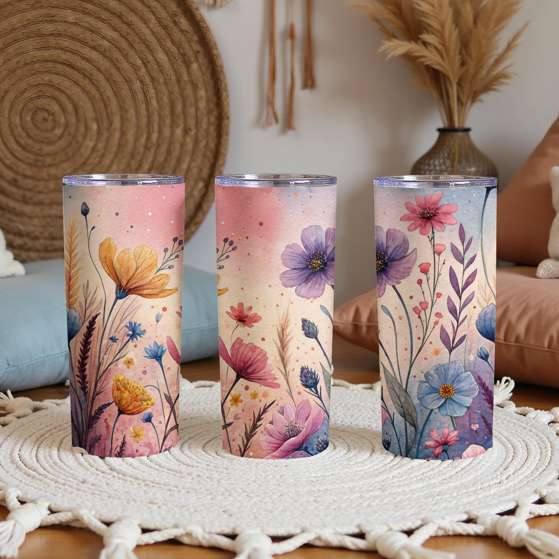 Artistic Floral Design a Perfect Touch for your 20 oz Skinny - Walk Greener