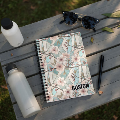 Custom Floral Design Spiral Notebook with Cherry Blossoms