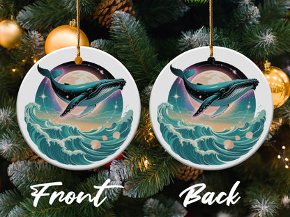 Majestic Whale And Moon Ceramic Ornament product