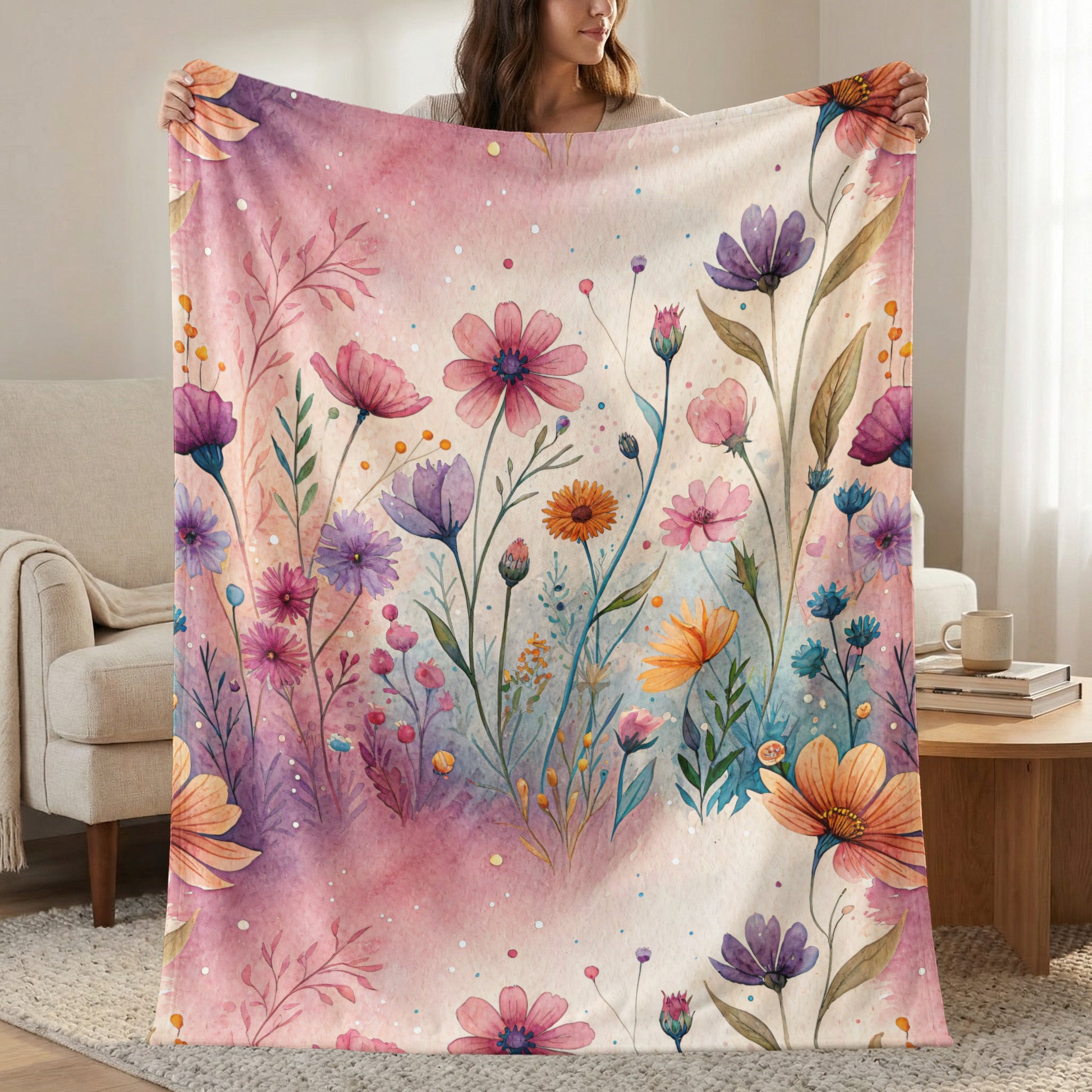 Watercolor Floral Garden Scene Artistic Design - Walk Greener