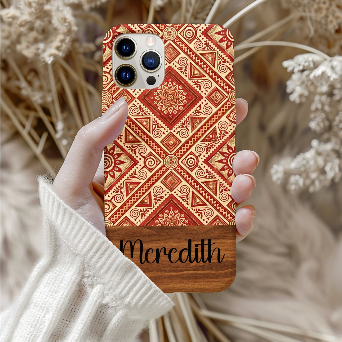 Personalized Red Geometric Design Phone Case