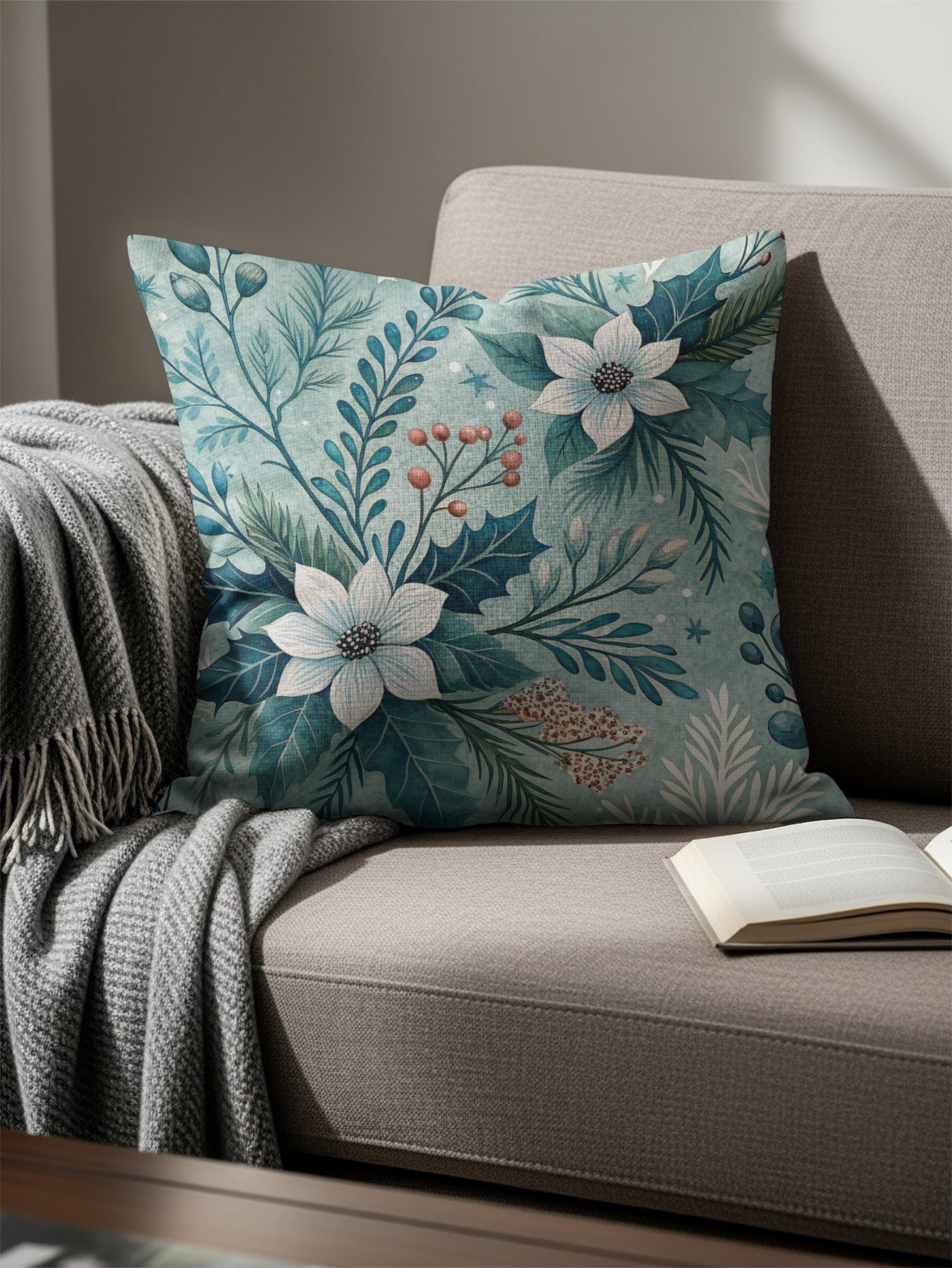 Floral Winter Botanical Decorative Pillow product