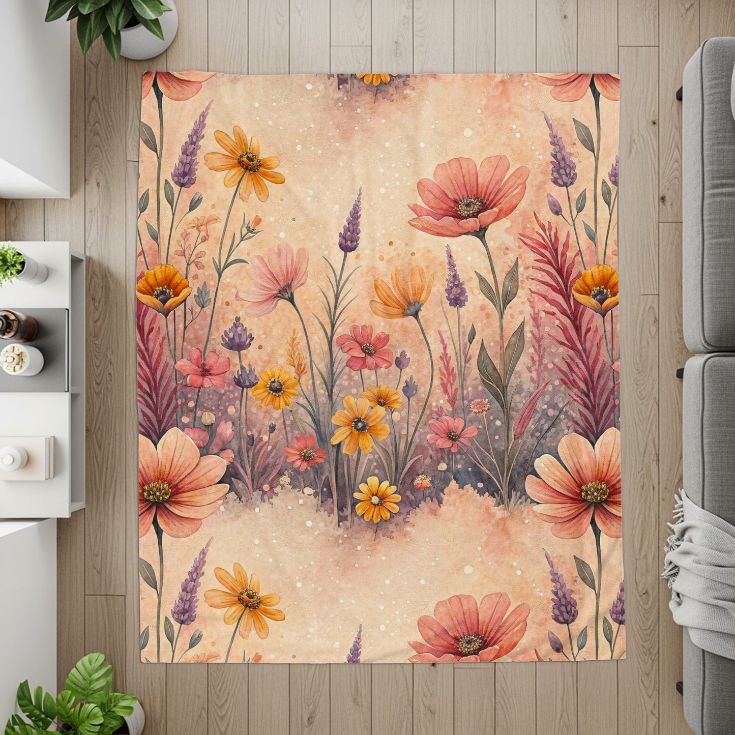 Botanical Garden Colorful Floral Design Velveteen Plush Blankets - Walk Greener