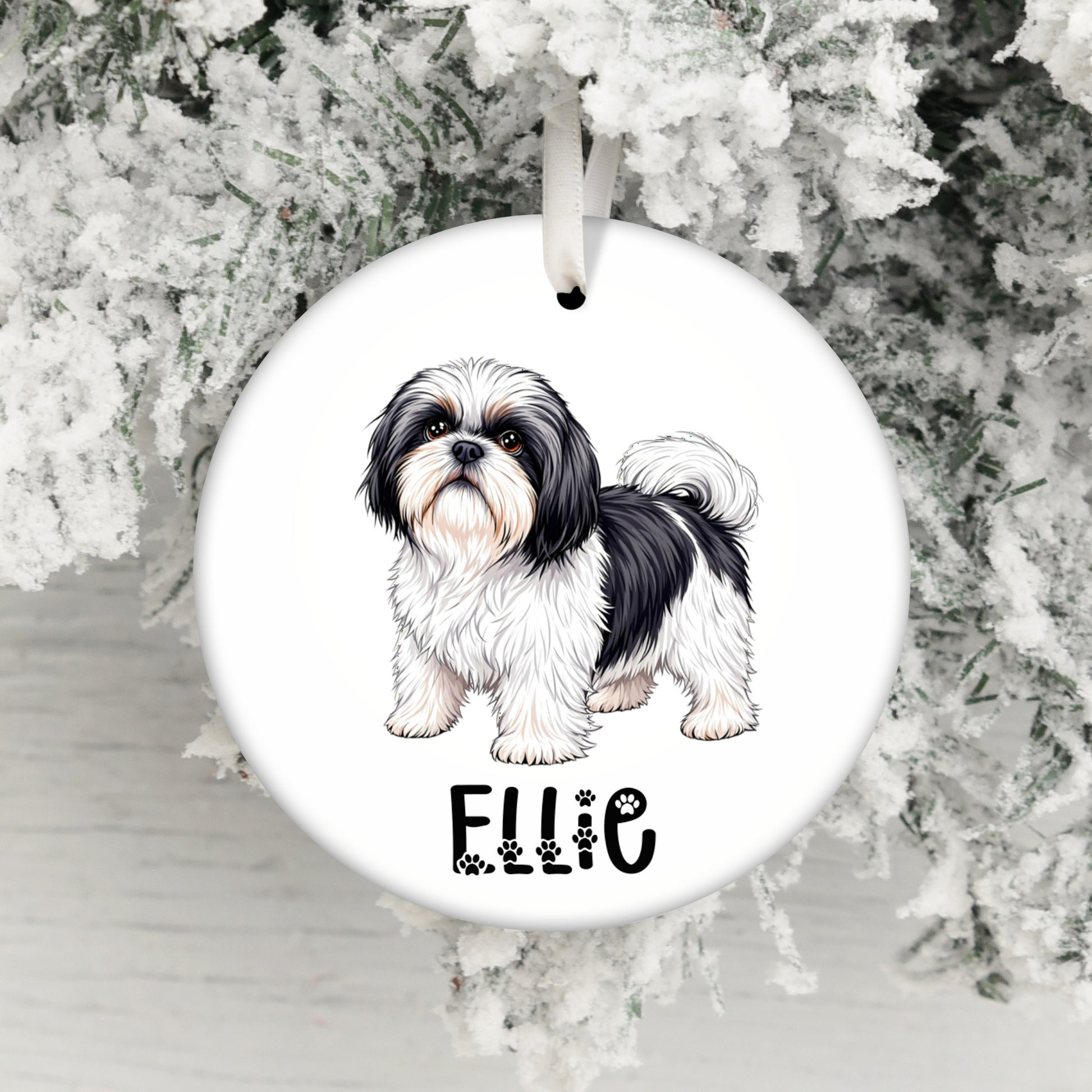 Personalized Dog Illustration Christmas Ornament product type