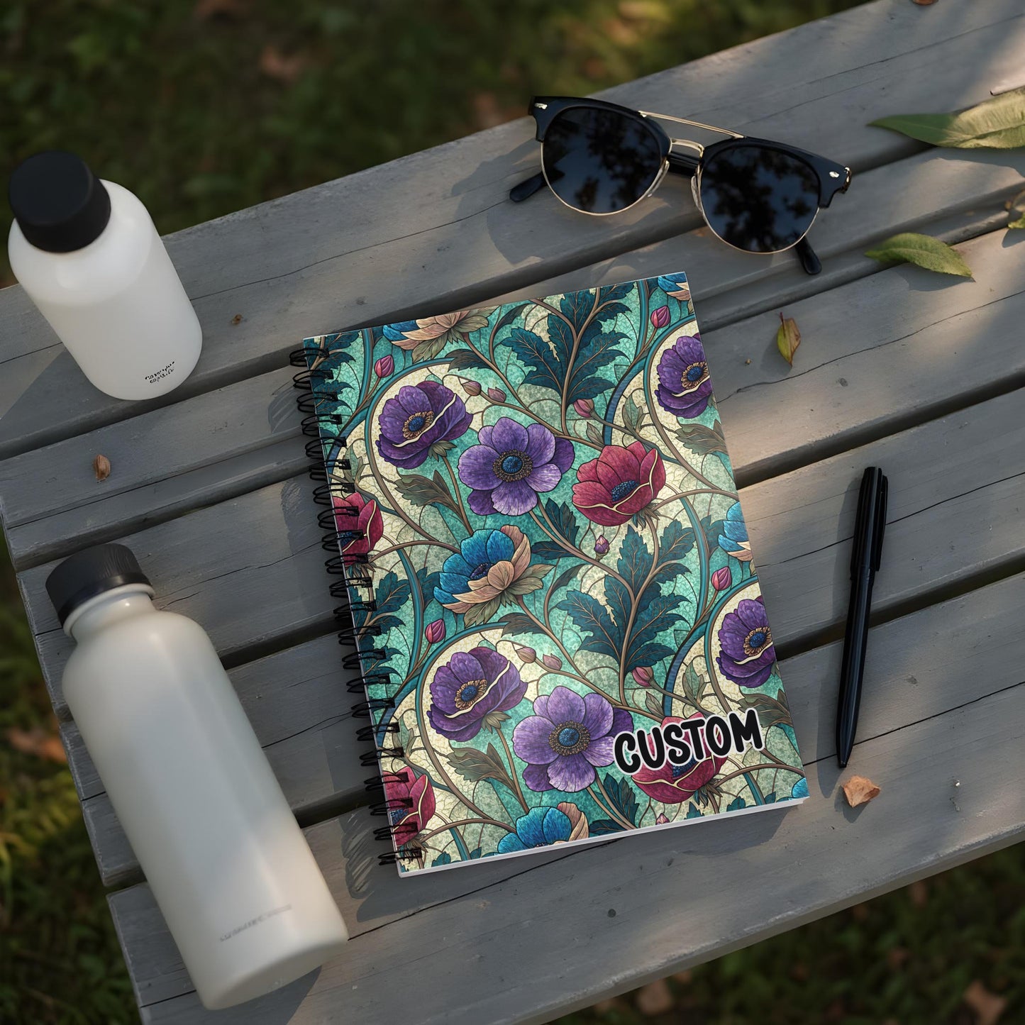Custom Floral Pattern Spiral Bound Notebook
