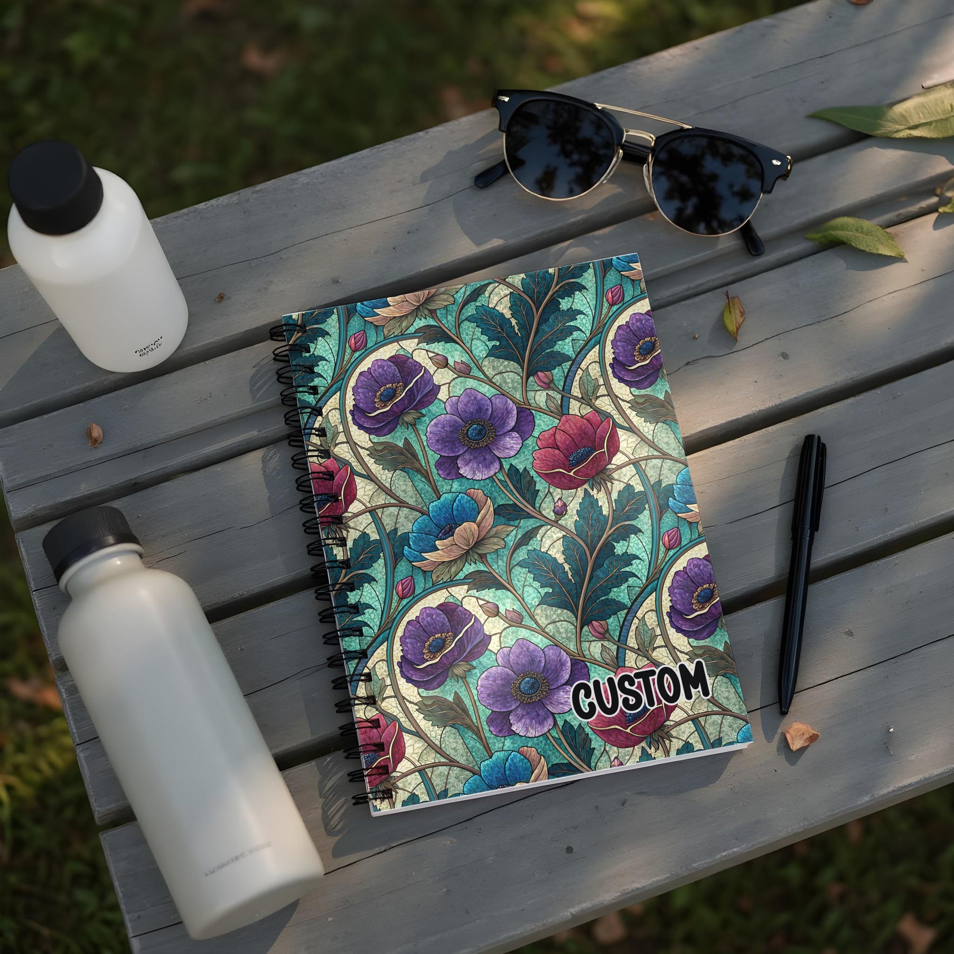 Custom Floral Pattern Spiral Bound Notebook