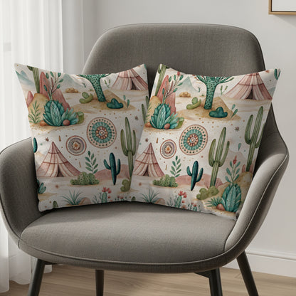 Boho Desert Theme Accent Throw Pillow Set for Home Decor