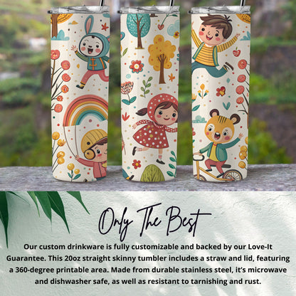 Cute Childrens Design 20oz Skinny Tumbler Without Handle