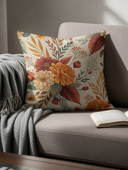 Autumn Floral Decorative Throw Pillow for Couch