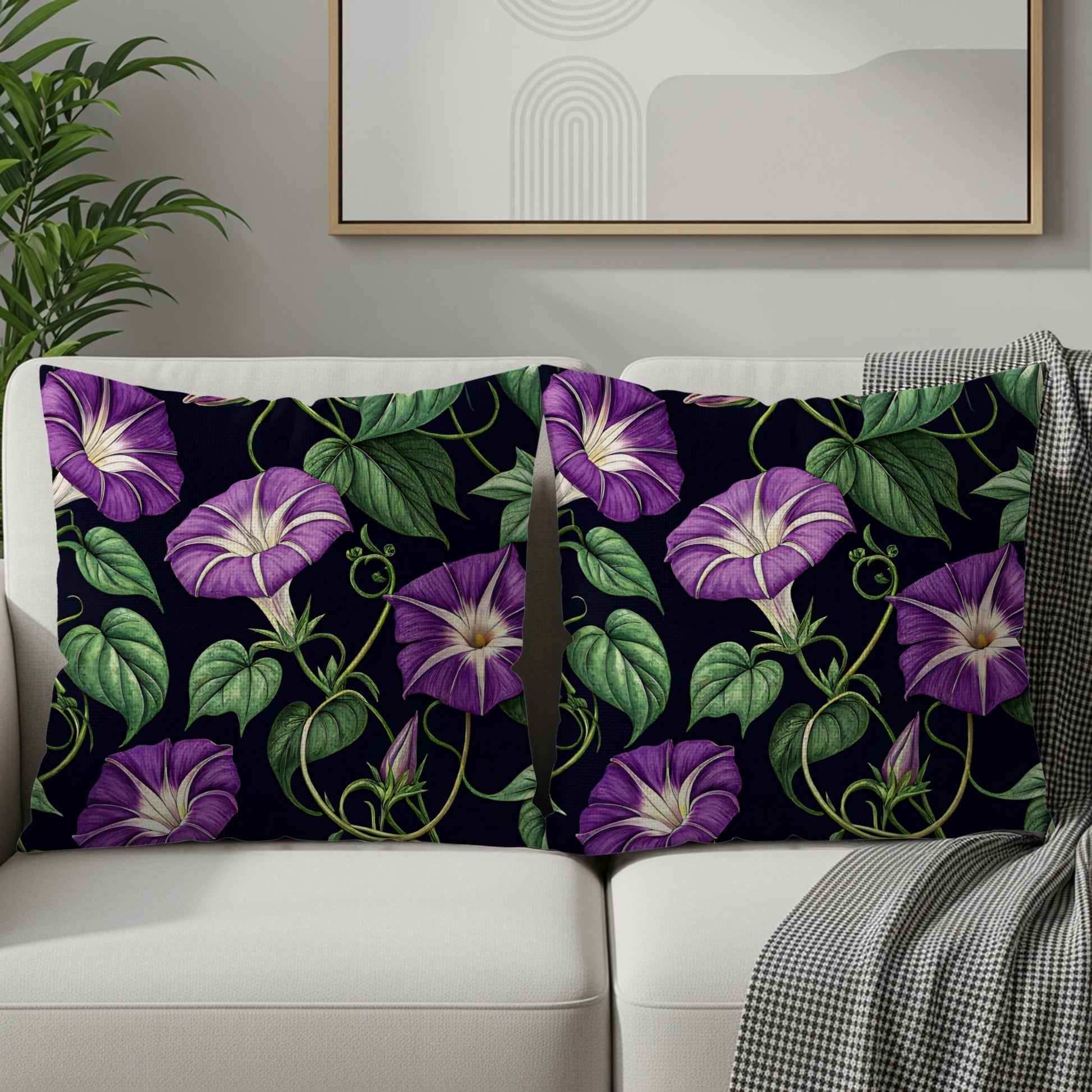 Elegant Purple Flower Design Decorative Pillow Cover