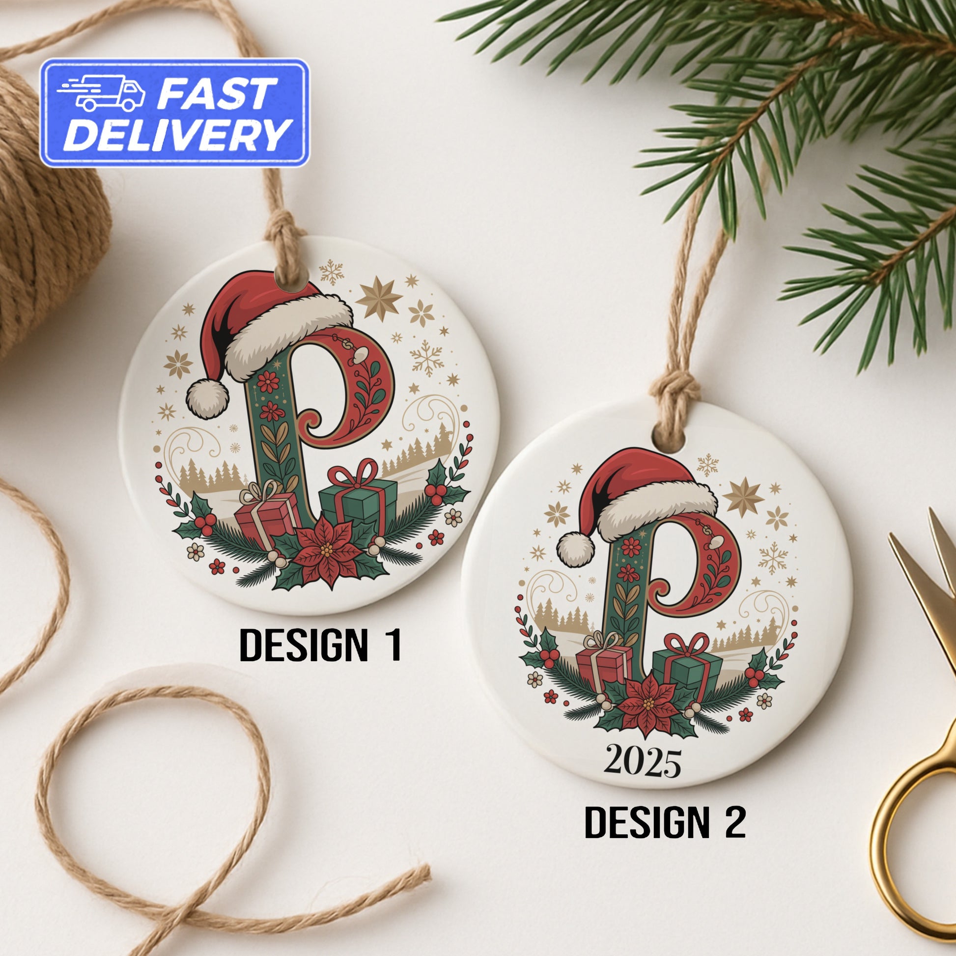 Personalized P Shaped Christmas Ornament product type