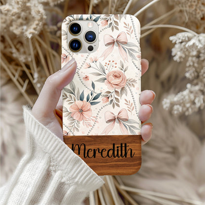 Floral Pattern with Bow Design Custom Phone Case