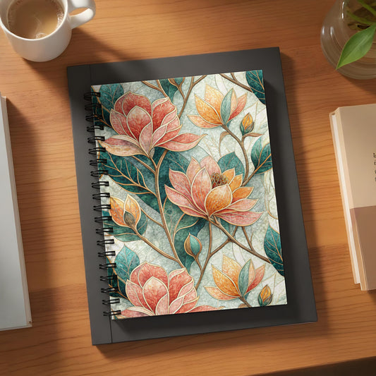 Elegant Floral Design Spiral Bound Notebook
