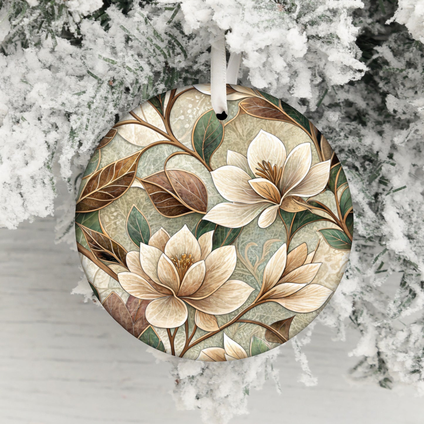 Elegant Floral Pattern Christmas Ornament Design