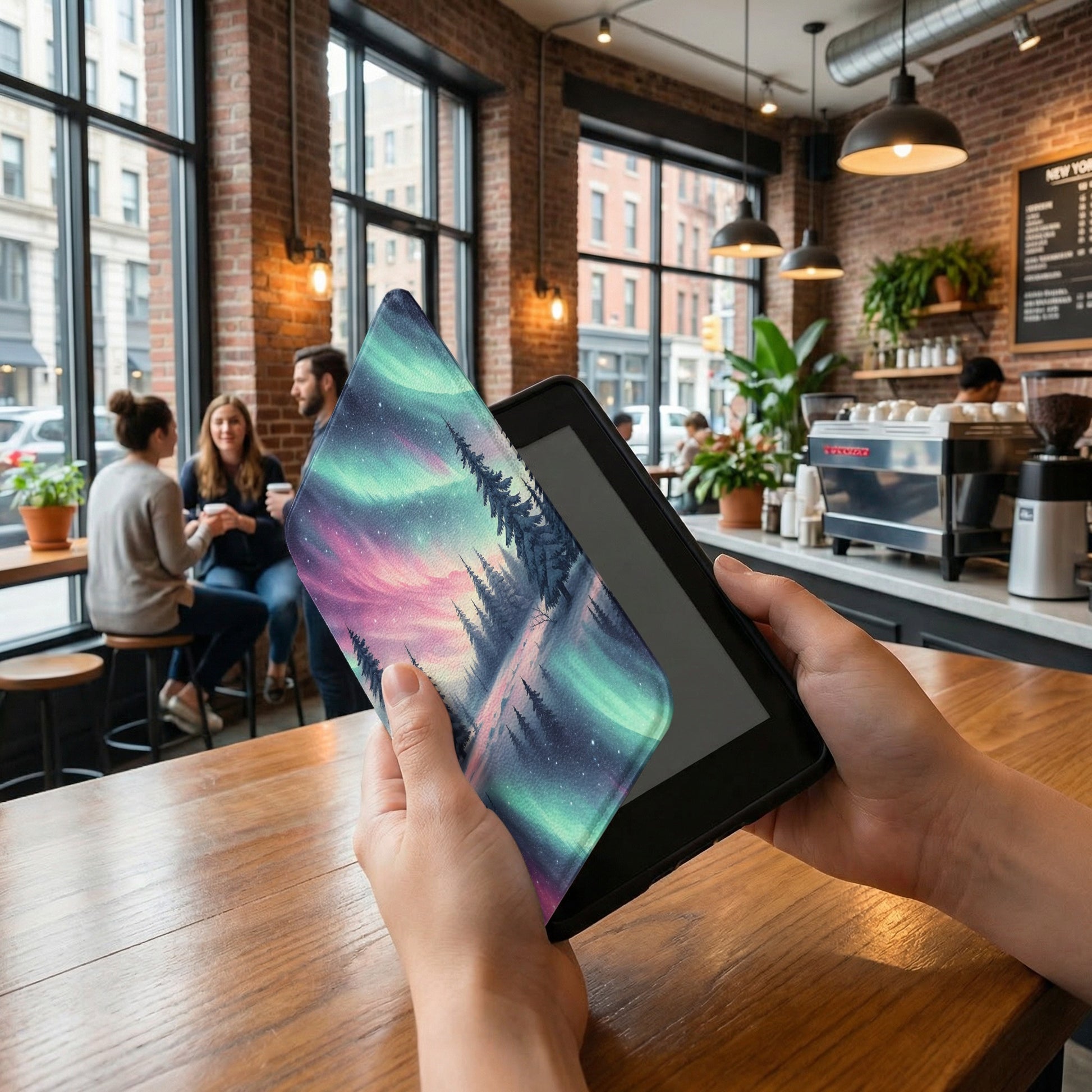 Vibrant Northern Lights Landscape e-Reader Case