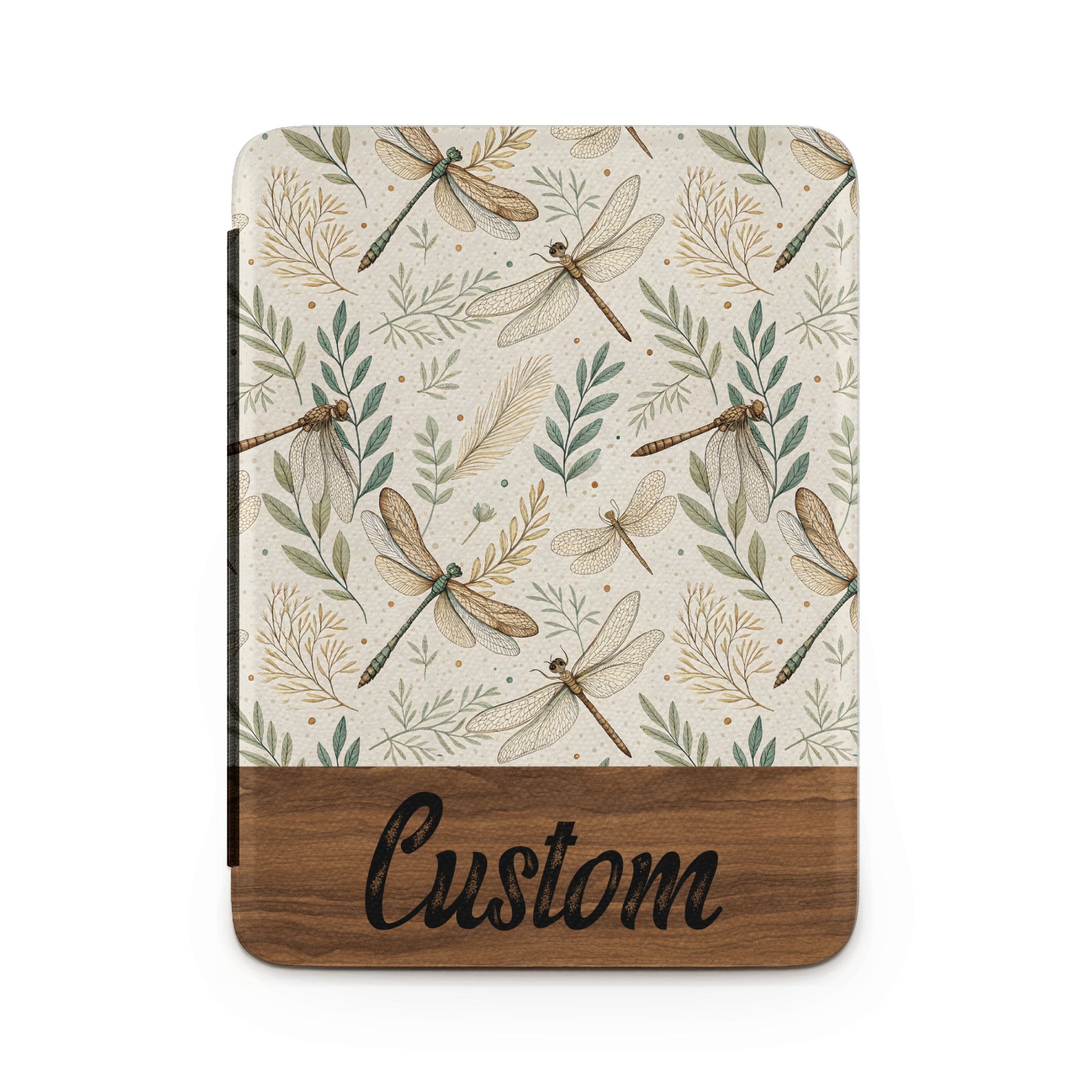 Custom Dragonfly and Leaf Design Tablet Cover
